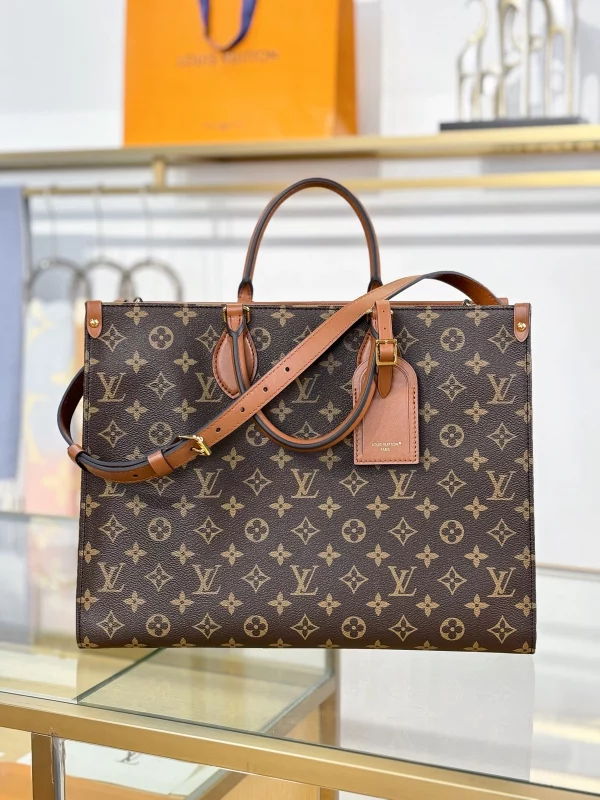 頂級a貨 LV OnTheGo 老花 單肩手提 托特包 M14235 實拍照片正面