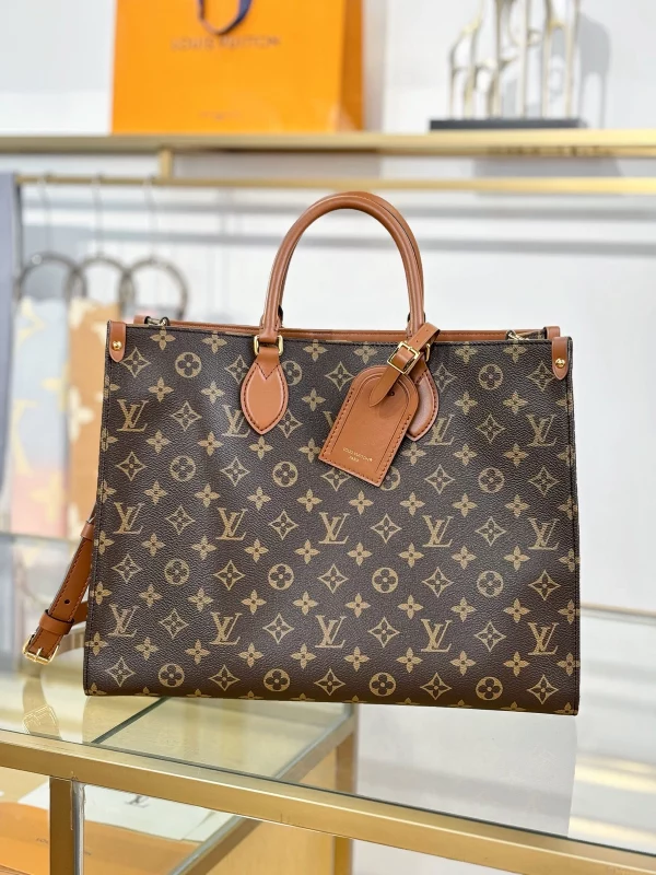 頂級a貨 LV OnTheGo 老花 單肩手提 托特包 M14235 實拍照片正面