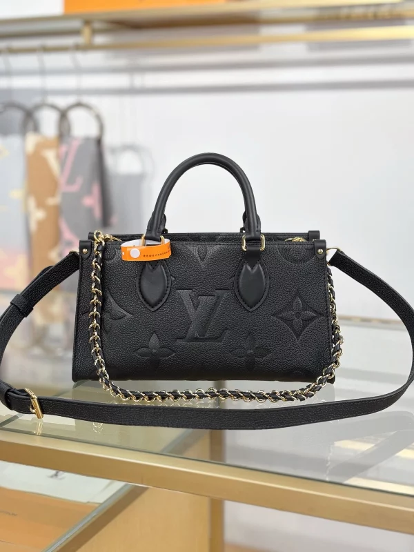 頂級a貨 LV OnTheGo 黑色壓花 單肩手提 托特包 M23640 實拍照片正面