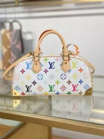 頂級a貨 LV 村上隆 Handbag East West 白三彩 單肩手提 托特包 M13084 實拍照片背面