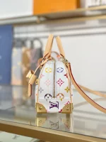 頂級a貨 LV 村上隆 Handbag East West 白三彩 單肩手提 托特包 M13084 實拍照片側面