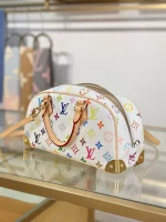 頂級a貨 LV 村上隆 Handbag East West 白三彩 單肩手提 托特包 M13084 實拍照片側面