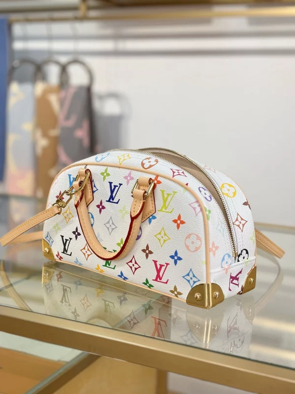 頂級a貨 LV 村上隆 Handbag East West 白三彩 單肩手提 托特包 M13084 實拍照片側面