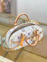 頂級a貨 LV 村上隆 Handbag East West 白三彩 單肩手提 托特包 M13084 實拍照片側面