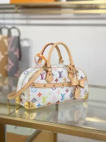 頂級a貨 LV 村上隆 Handbag East West 白三彩 單肩手提 托特包 M13084 實拍照片側面