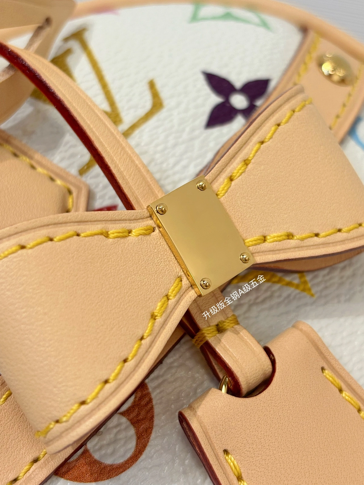 頂級a貨 LV 村上隆 Handbag East West 白三彩 單肩手提 托特包 M13084 實拍細節吊牌