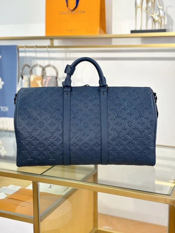 頂級複刻 LV Keepall Bandoulière 50 深藍色 斜背手提 旅行包 M14840 實拍照片背面