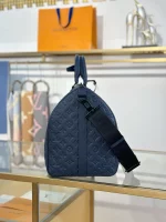 頂級複刻 LV Keepall Bandoulière 50 深藍色 斜背手提 旅行包 M14840 實拍照片側面