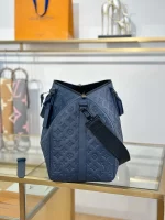 頂級複刻 LV Keepall Bandoulière 50 深藍色 斜背手提 旅行包 M14840 實拍照片側面