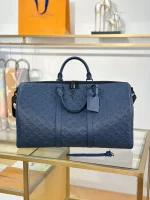 頂級複刻 LV Keepall Bandoulière 50 深藍色 斜背手提 旅行包 M14840 實拍照片正面