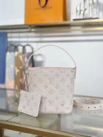 高仿包包 LV All In BB 漸變奶油色 單肩斜挎 水桶包 M25673 實拍照片正面