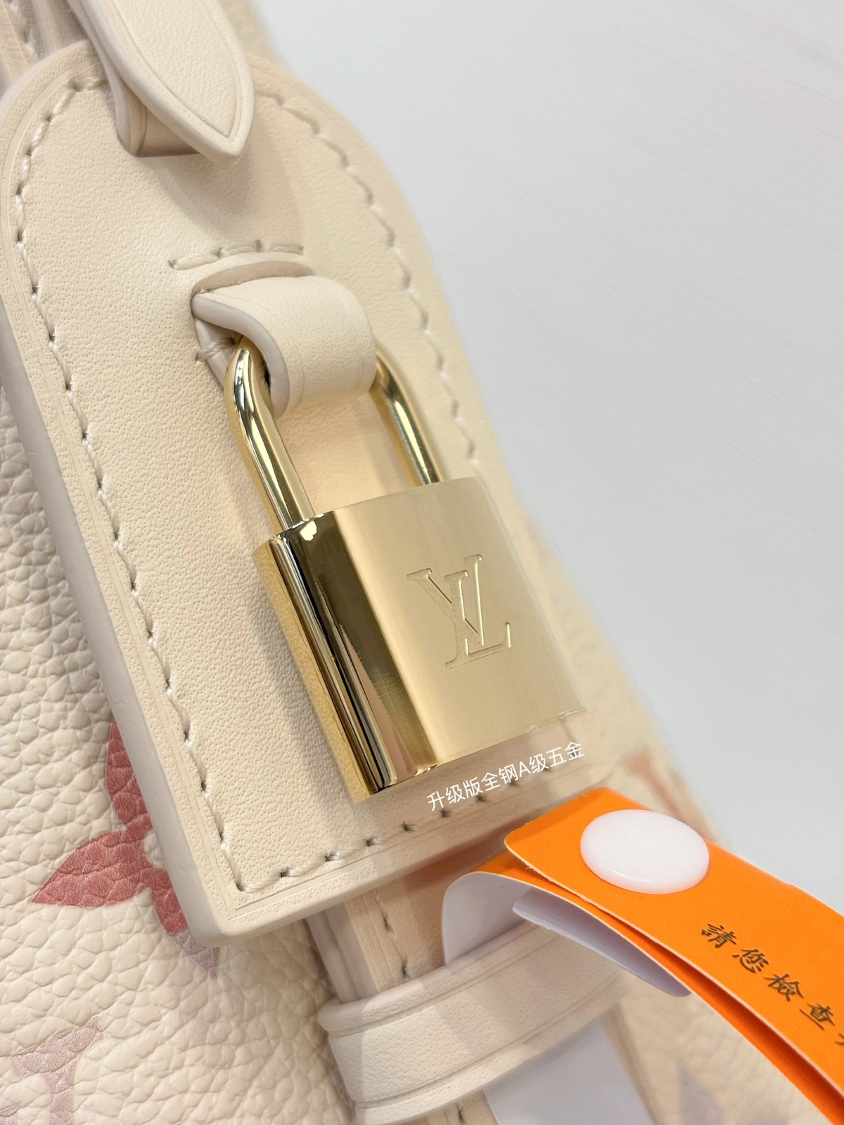 高仿包包 LV All In BB 漸變奶油色 單肩斜挎 水桶包 M25673 實拍細節全鋼五金鎖頭