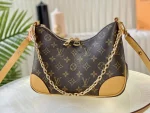 高仿包包 LV Boulogne PM 老花 鏈條單肩 牛角包 M45832 實拍照片正面