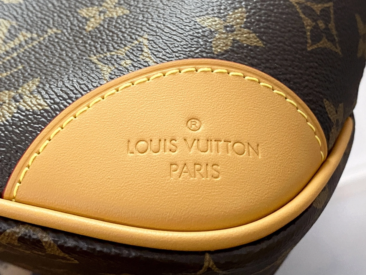 高仿包包 LV Boulogne PM 老花 鏈條單肩 牛角包 M45832 實拍細節牛角鋼印LOGO