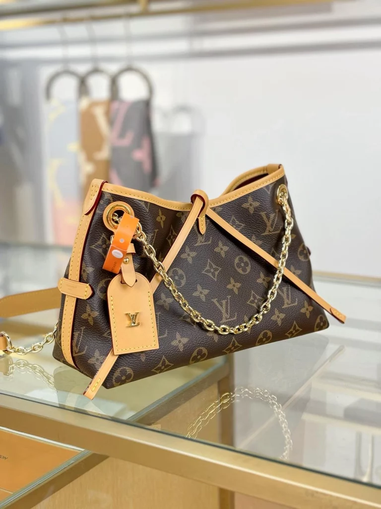 Click to view full screen 高仿包包 LV CarryAll BB 老花色 單肩斜挎包 M13014 實拍照片側面