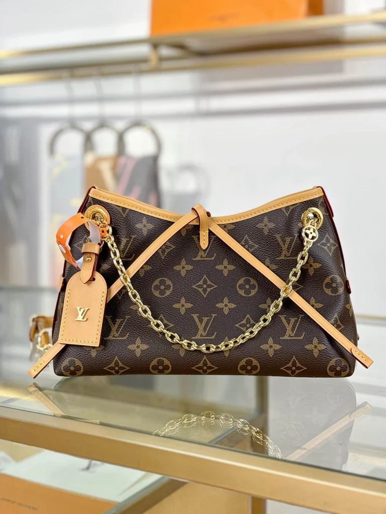 Click to view full screen 高仿包包 LV CarryAll BB 老花色 單肩斜挎包 M13014 實拍照片正面