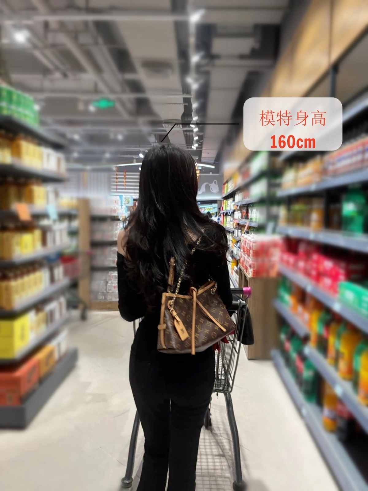 高仿包包 LV CarryAll BB 老花色 單肩斜挎包 M13014 上身效果 模特身高160cm