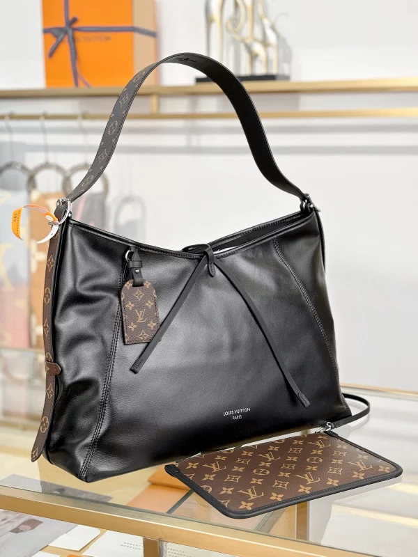 高仿包包 LV CarryAll Cargo Vibe MM 黑色 M25143 實拍照片 側面