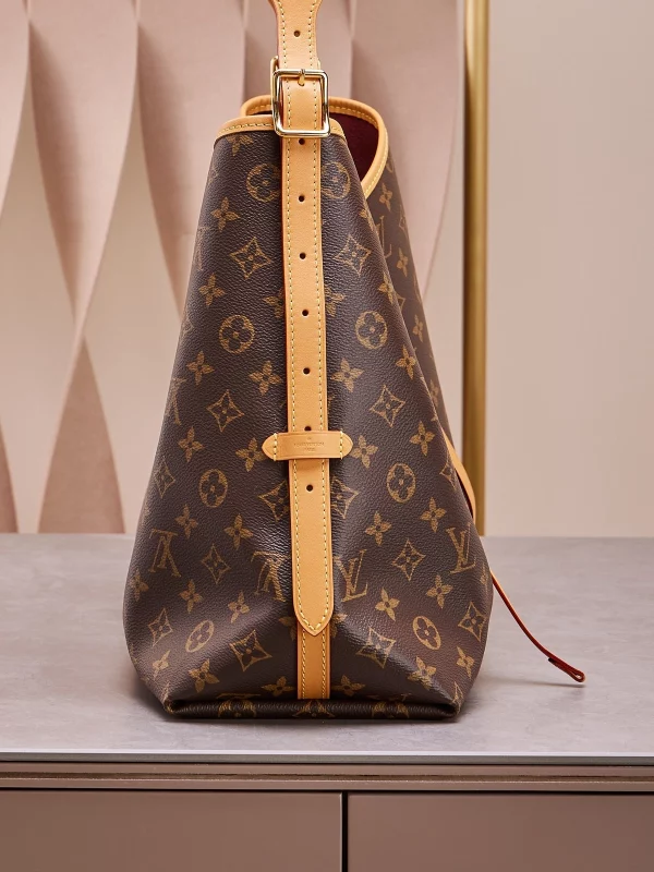 高仿包包 LV CarryAll MM 老花色 單肩斜挎包 M46197 實拍照片 側面