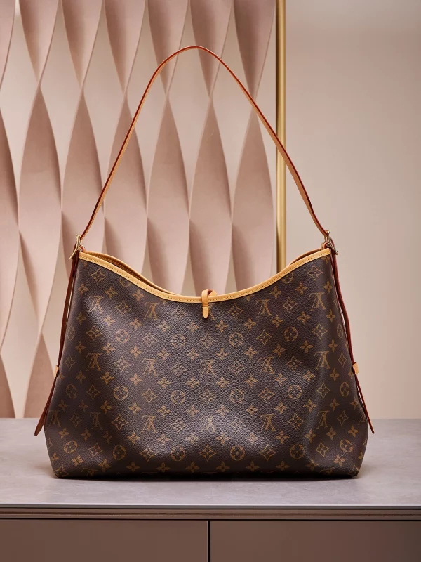 高仿包包 LV CarryAll MM 老花色 單肩斜挎包 M46197 實拍照片 背面