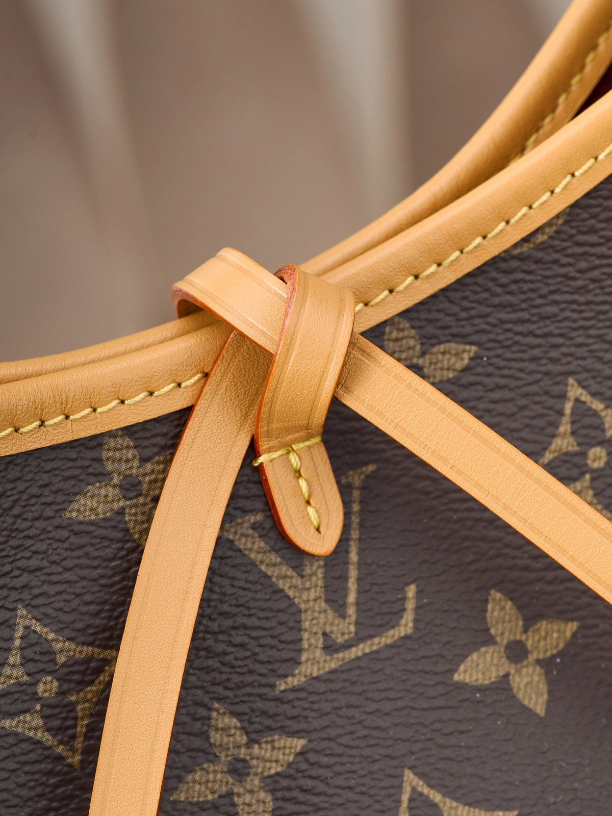 高仿包包 LV CarryAll PM 老花色 單肩斜挎包 M46203 實拍細節帶子