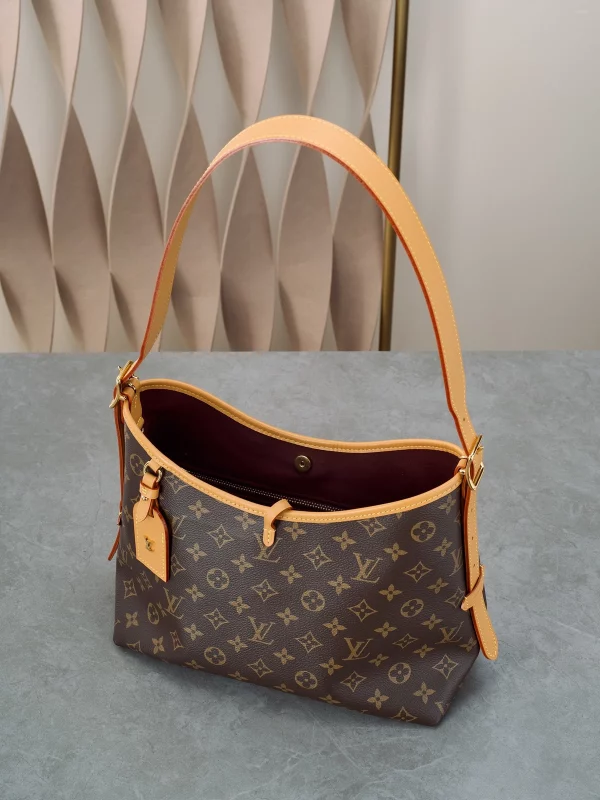 高仿包包 LV CarryAll PM 老花色 單肩斜挎包 M46203 實拍照片 側面