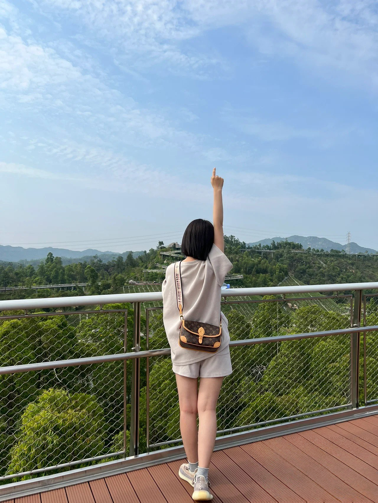高仿包包 LV Diane法棍包 老花 M45985 上身效果1