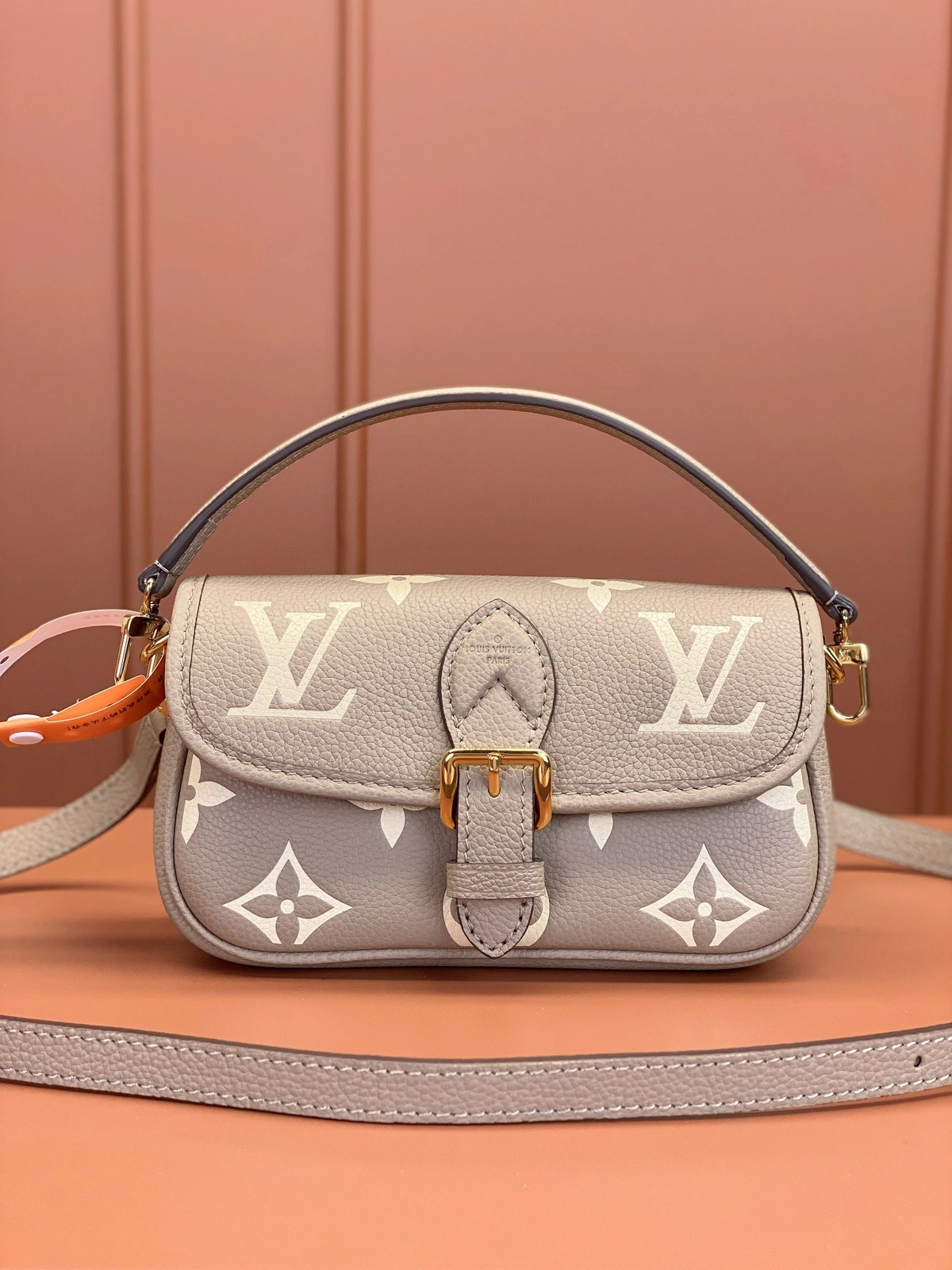 高仿包包 LV Nano Diane法棍包 大象灰老花 M83300 實拍細節正面