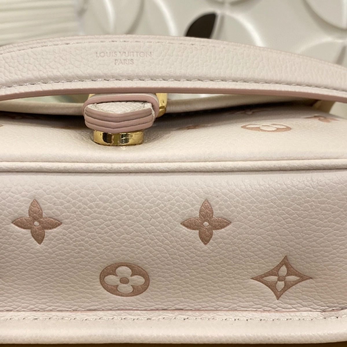 高仿包包 LV Nano Diane法棍包 奶杏色提花 M13642 實拍提花細節