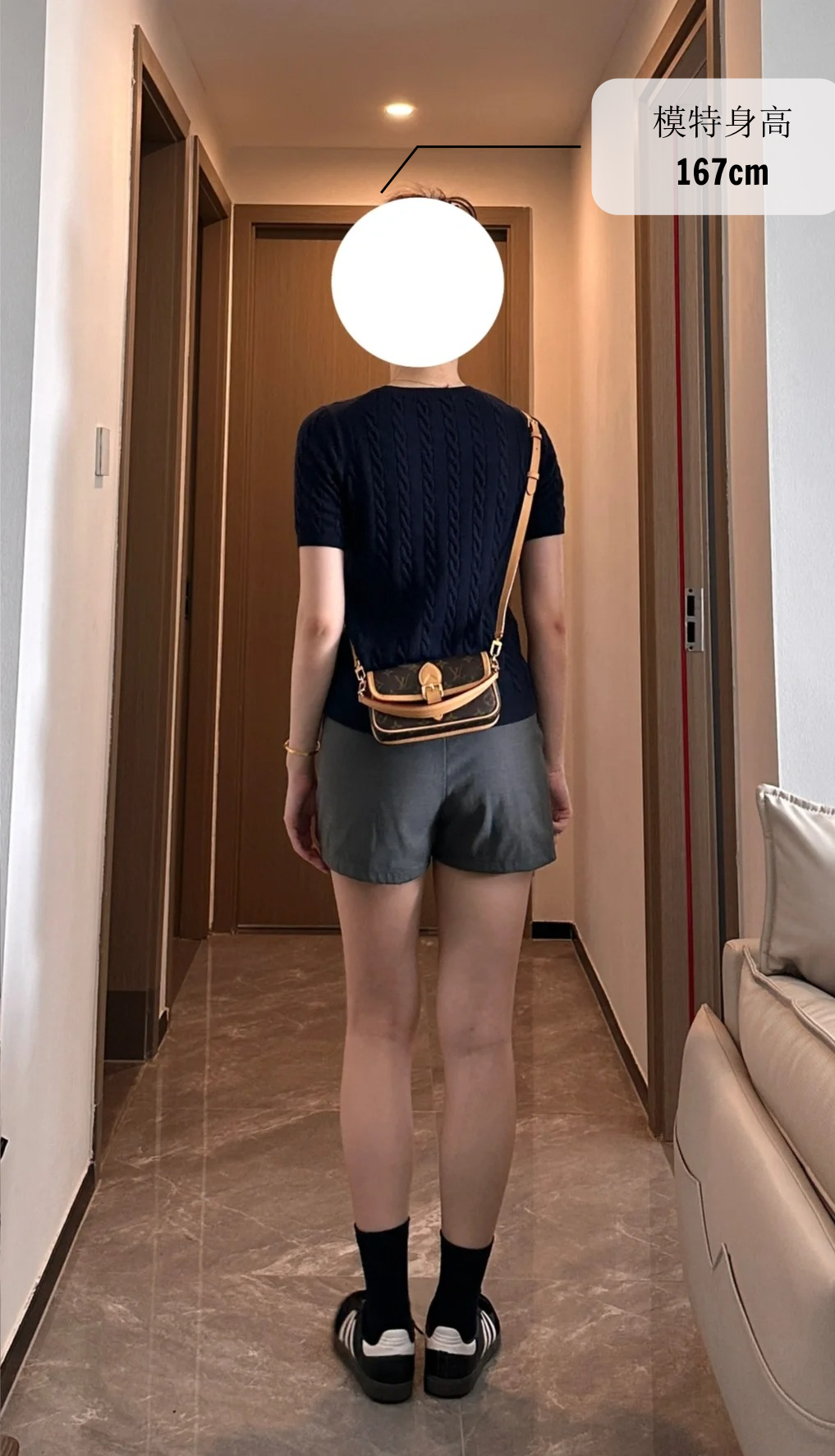 高仿包包 LV Nano Diane法棍包 老花 M83298 上身效果 模特身高167cm