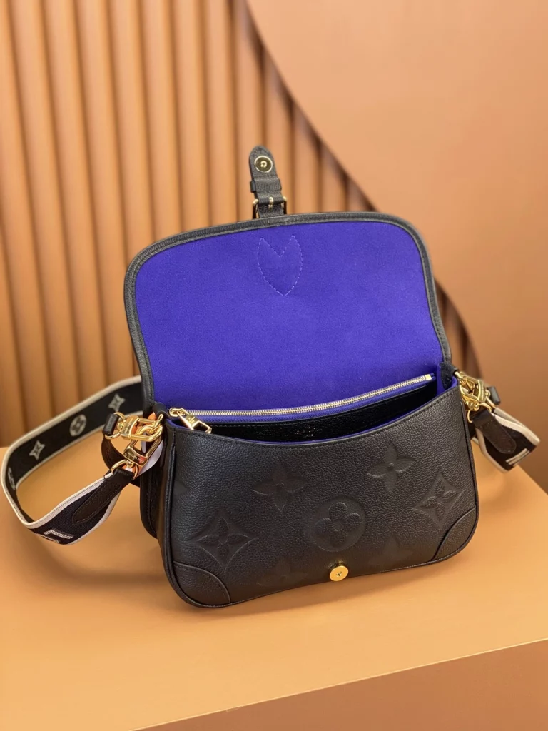 高仿包包 LV Nano Diane法棍包 黑色壓花 46386 實拍照片細節容量