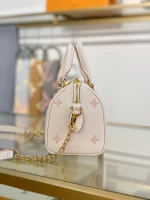 高仿精品 LV Speedy20 草莓牛奶提花 單肩手提 旅行包 M14291 實拍照片側面