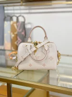 高仿精品 LV Speedy20 草莓牛奶提花 單肩手提 旅行包 M14291 實拍照片正面