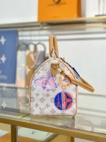 高仿精品 LV Speedy30 手提斜背 旅行包 M14587 實拍照片側面