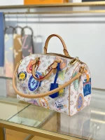 高仿精品 LV Speedy30 手提斜背 旅行包 M14587 實拍照片側面