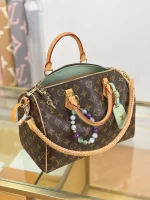 高仿精品 LV Speedy30 老花 單肩手提 旅行包 M15107 實拍照片側面