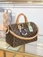 高仿精品 LV Speedy30 老花 單肩手提 旅行包 M15107 實拍照片側面