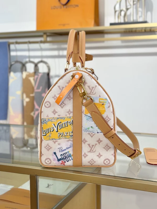高仿精品 LV Speedy45 手提單肩 旅行包 M14736 實拍照片側面