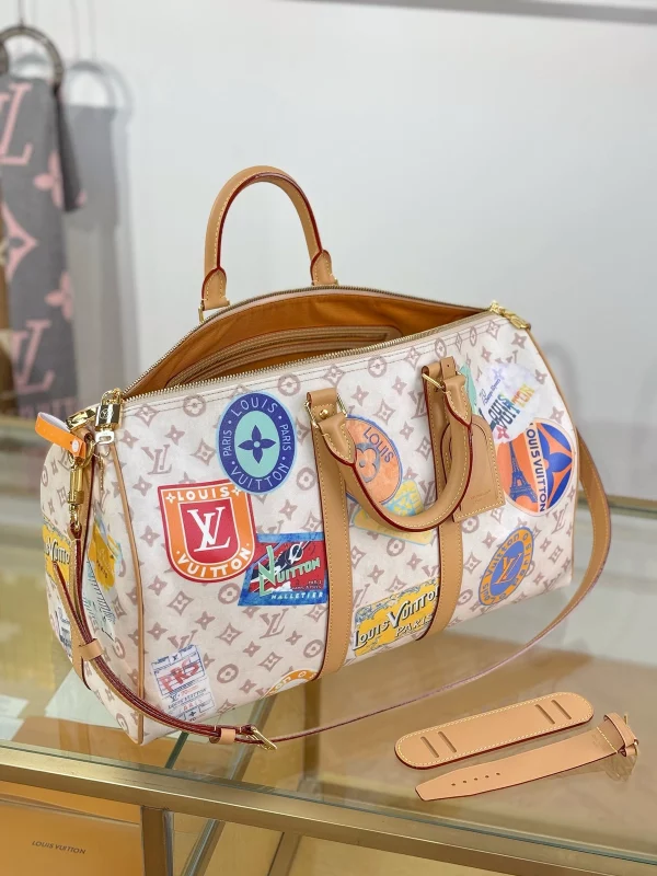 高仿精品 LV Speedy45 手提單肩 旅行包 M14736 實拍照片側面