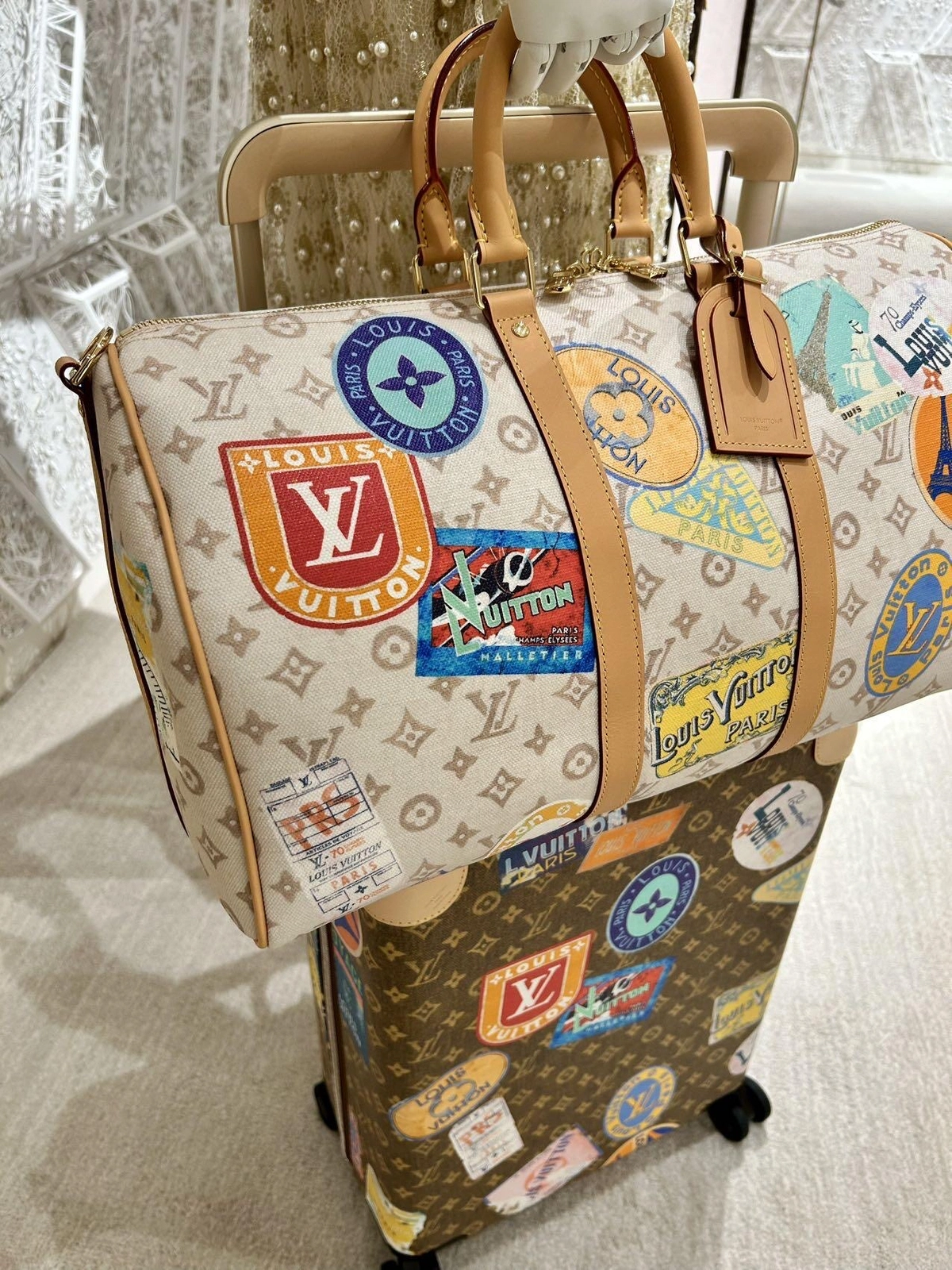 高仿精品 LV Speedy45 手提單肩 旅行包 M14736 上身效果-1