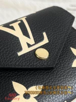 超級高仿 LV Victorine 黑色 壓花 短款 三折扣子 零錢包 M80968 實拍照片全鋼五金扣子