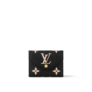 超級高仿 LV Victorine 黑色 壓花 短款 三折扣子 零錢包 M80968 主圖-1