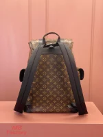 高仿奢侈品 LV Christopher MM 老花 印花 中號雙肩 後背包 M43735 實拍照片背面