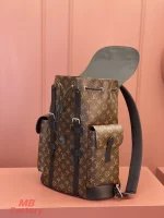 高仿奢侈品 LV Christopher MM 老花 印花 中號雙肩 後背包 M43735 實拍照片側面