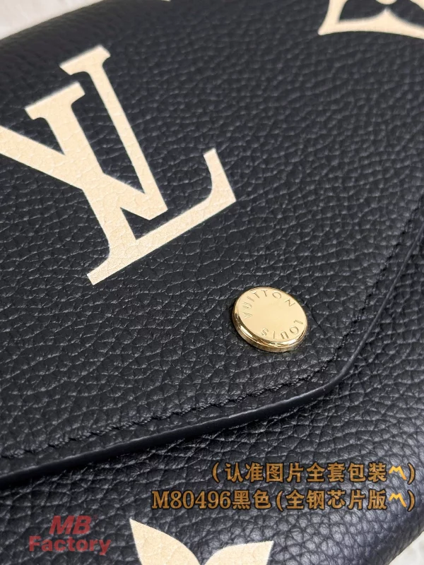 高仿精品 LV Sarah 黑色 壓花 扣子長款錢包 M80496 實拍照片全鋼五金扣子