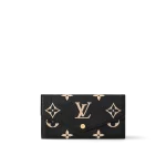 高仿精品 LV Sarah 黑色 壓花 扣子長款錢包 M80496 主圖