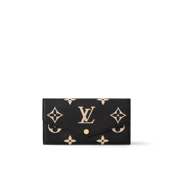 高仿精品 LV Sarah 黑色 壓花 扣子長款錢包 M80496 主圖