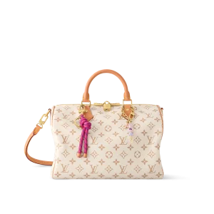 高仿精品 LV Speedy30 白花沙丘色 粉紅色 單肩 斜背 旅行包 M15108 主圖-1