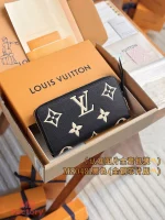 高仿精品 LV 黑色 壓花 拉鏈錢包 M80481 實拍照片正面